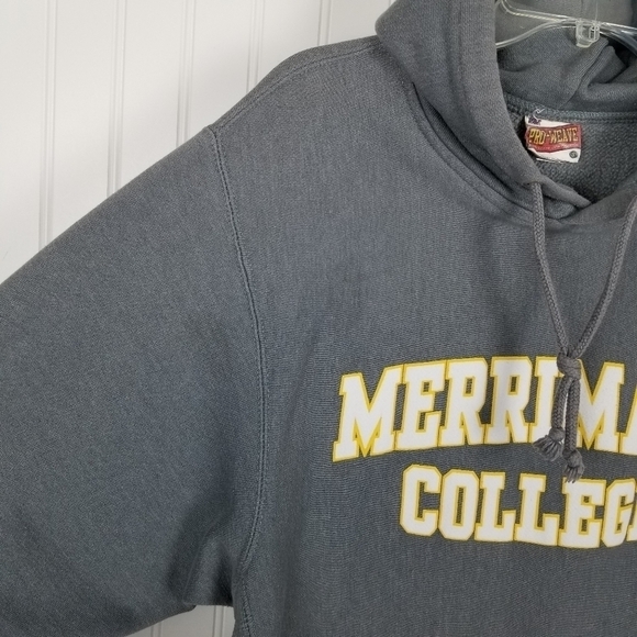Merrimack College Hoodie Sweatshirt Vintage MV Pro Weave Mens Small Gray Graphic - Picture 4 of 9